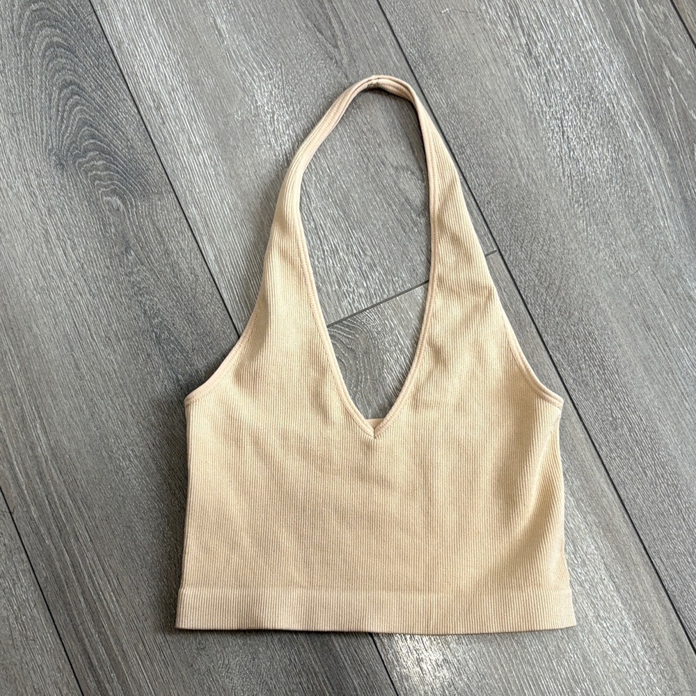 Ambiance Tan Halter Neck Tank Top